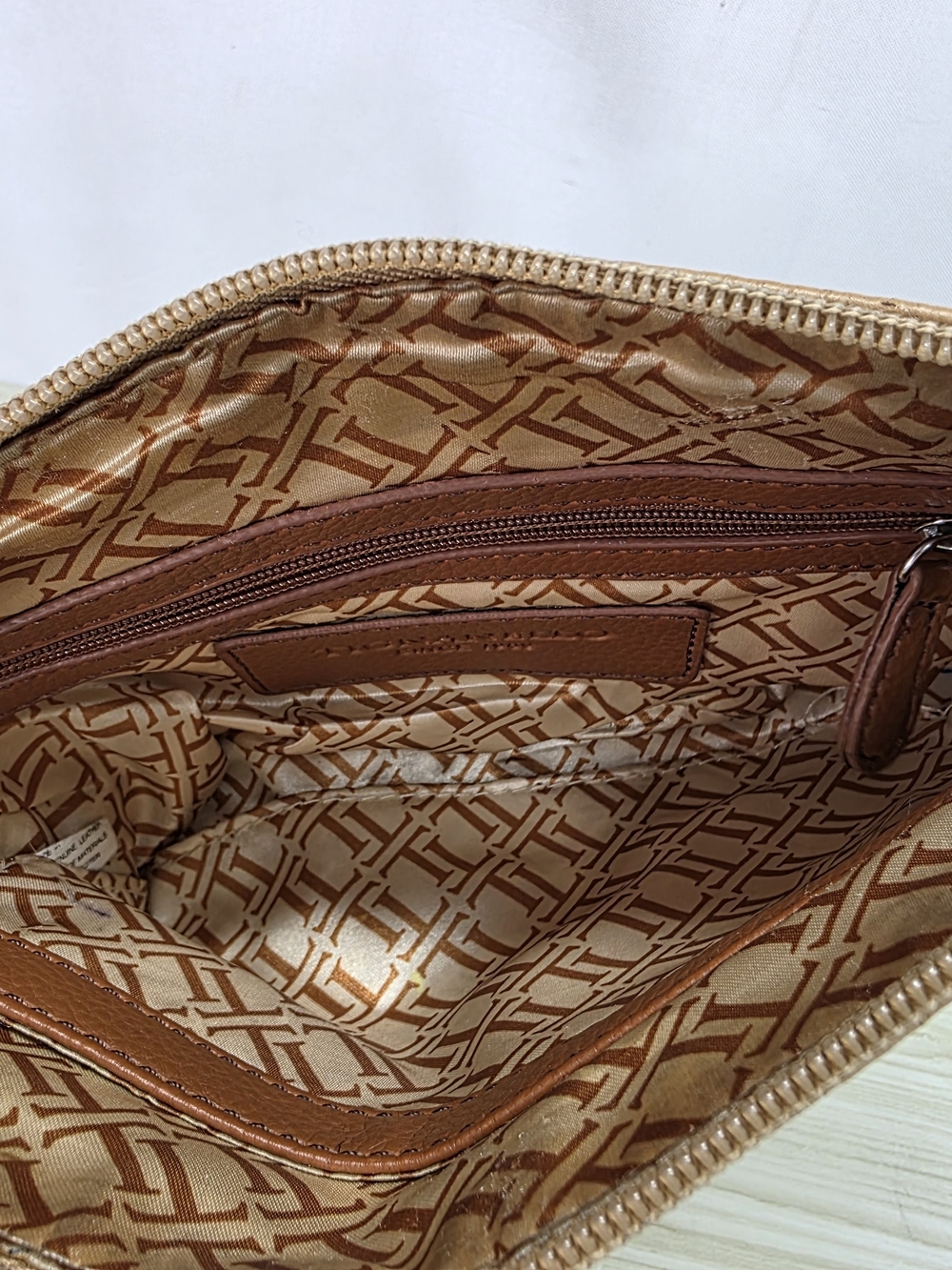 3/$15 Tignanello Tan and Cream Crossbody with Brown Strap - Picture 8 of 10